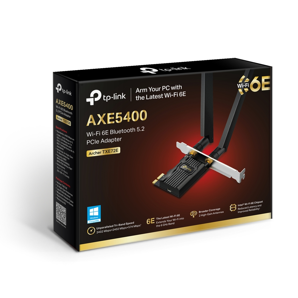 Placa de Rede TP-Link Archer TXE72E AXE5400 Wi-Fi 6E Bluetooth 5.2 PCIe 2